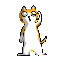 a cartoon drawing of an orange and white cat with a funny face