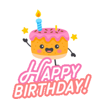 a happy birthday greeting card with a cake and candle