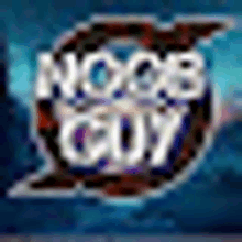 a blurry picture of a noob guy logo .