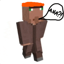 a drawing of a minecraft character with a speech bubble that says aha