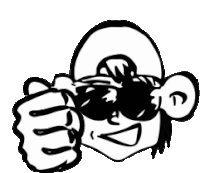 a black and white drawing of a monkey wearing sunglasses and a hat .