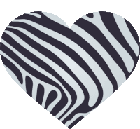 a heart with a zebra print on it on a white background