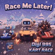 an advertisement for a video game called digi 995 kart race
