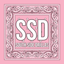 a pink bandana with the words ssd south side drillas