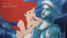 a cartoon of a man holding a mermaid with the words made with reface app on the bottom