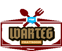 a logo for warteg chatroom with a spoon and fork on it