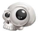 a cartoon skull with big eyes on a white background