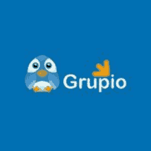 the logo for grupio is a penguin with a arrow pointing up .