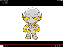 a cartoon drawing of a superhero with yellow lightning bolts on his outfit