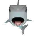 a shark with its mouth open and its tongue hanging out .