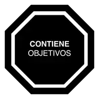 a black octagon sign that says contiene objetivos on it