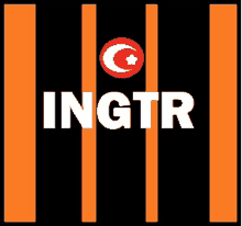 a black and orange striped background with the word ingtr in white letters