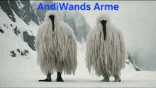 a poster for andiwands arme shows a couple of animals standing in the snow