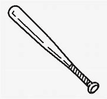 it is a black and white drawing of a baseball bat on a white background .