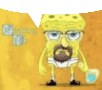 a spongebob character with glasses and a beard