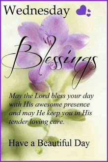 wednesday blessings may the lord bless your day with his awesome presence and may he keep you in his tender loving care.