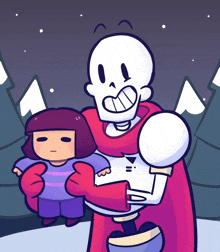 a cartoon of papyrus holding a little girl