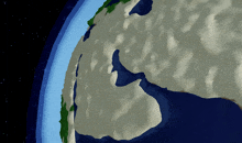 a computer generated image of the earth showing the middle east and the oceans