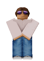 a roblox character wearing purple sunglasses and jeans