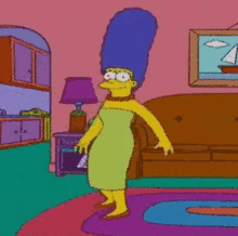 a cartoon of marge simpson in a green dress