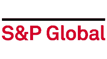 a logo for s & p global in red letters