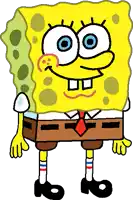 a drawing of spongebob wearing a tie and pants