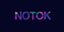 a dark blue background with the word notok written in colorful letters