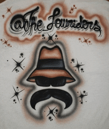 a drawing of a man with a hat and mustache with the words " the lowriders " above it