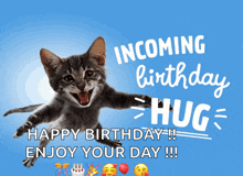 a happy birthday card with a cat on it