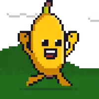 a pixel art of a banana with a face