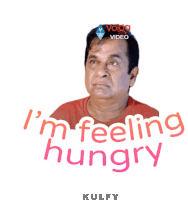 a picture of a man with the words " i 'm feeling hungry " on it