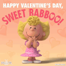 a poster for the peanuts movie says happy valentine 's day sweet babboo !