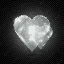 two clear hearts on a transparent background