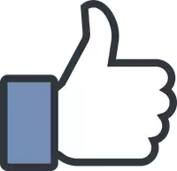 a facebook thumbs up icon with a blue stripe