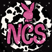 a pink ncs logo with a pink playboy bunny