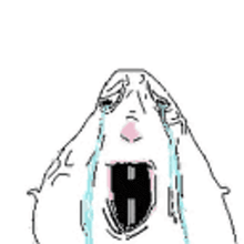a drawing of a person crying with tears running down their face .