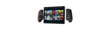 a nintendo switch with two controllers and a screen