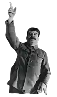 a man with a mustache is raising his hand up in the air