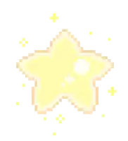 a pixel art illustration of a yellow star on a white background surrounded by yellow stars .
