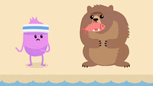 a cartoon illustration of a bear holding a fish while another bear watches
