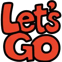 a red and black let 's go sign