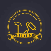 a logo for emajster.sk has a hammer and vacuum cleaner on it