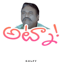 a sticker of a man with a mustache and the word kulpy