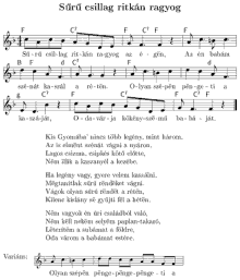 sheet music for a song called suru csillag ritkan ragyog