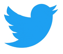 a blue twitter bird with a long beak on a white background