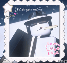 a picture of a cartoon character with the words " i love you mimi "