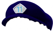 a blue baseball cap with the number 11 on the front