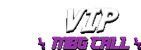 a purple and white logo that says vip mbg call