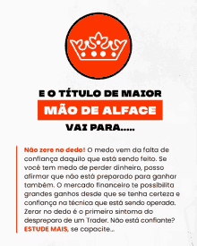 a red circle with a crown and the words e o título de maior mao de alface vai para