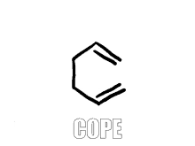 a black and white drawing of a hexagon with the word cope underneath it